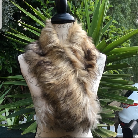 Faux Fur Smoky Brown/Black Shawl Collar - Picture 2 of 4